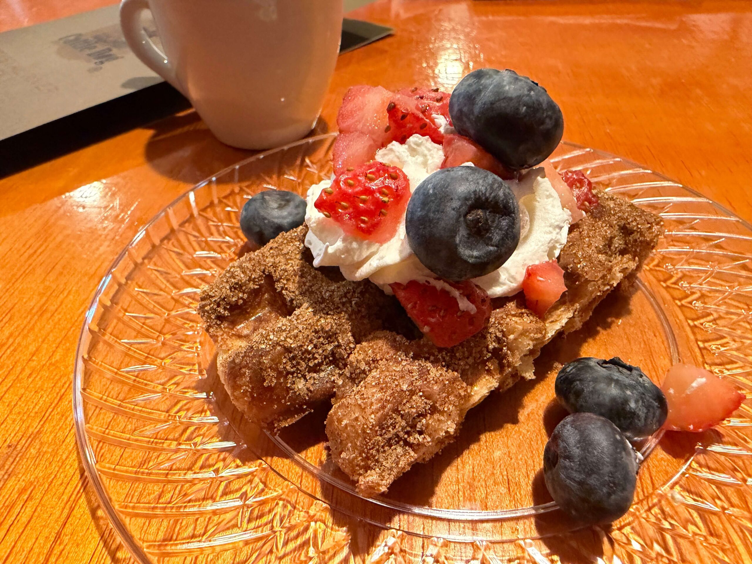 Croffle with berries and cream from Cattle Dog Coffee Roasters